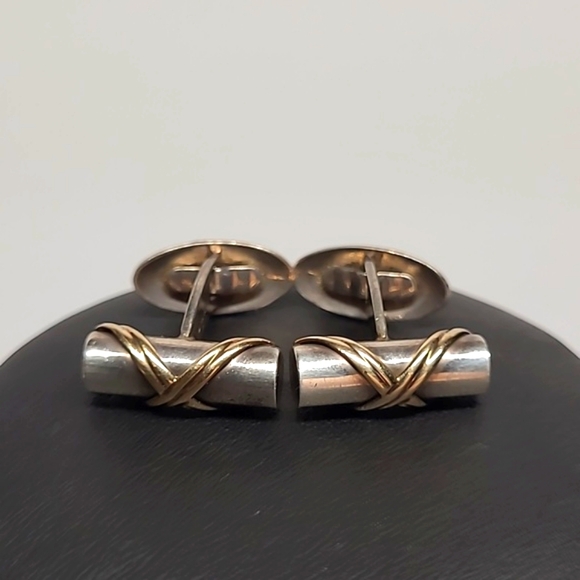 14k SS Peter Bram Design Cuff Links - Picture 3 of 9